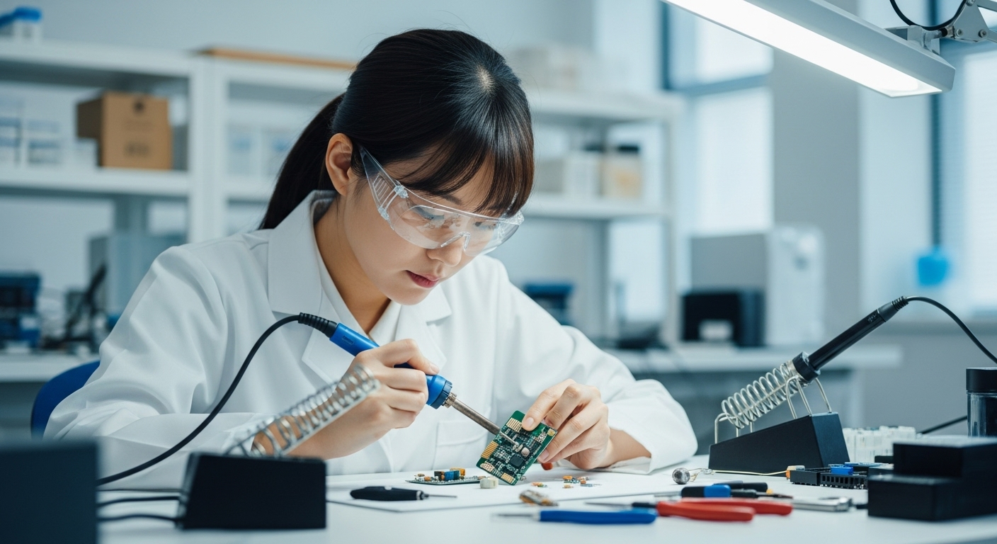 ESP Home을 사용하기 위해서 납떔을 하고 있는 한국 여성