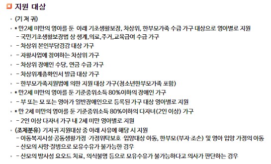 기저귀 바우처, 조제분유 바우처 - 사용처, 신청방법, 대상, 기간, 금액