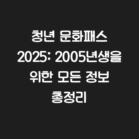 청년 문화패스 2025: 2005년생을 위한 모든 정보 총정리 대표 이미지