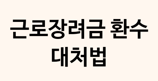 근로 장려금 환수 대처법