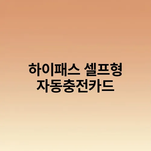 하이패스 셀프형 자동충전카드