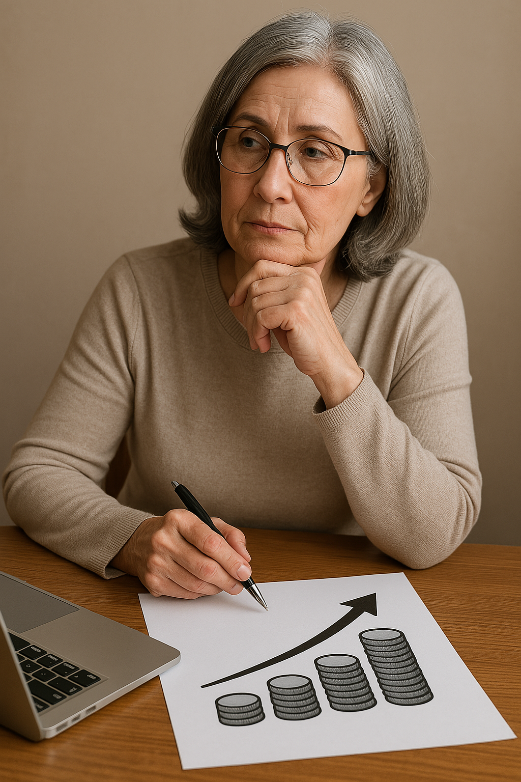 퇴직금을 설계하고 있는 60대 여성