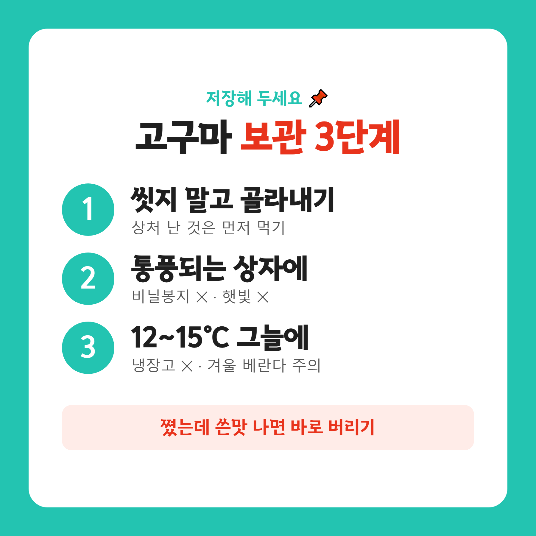 고구마 보관법 요약 카드