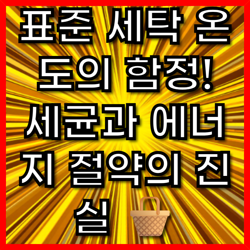 표준 세탁 온도의 함정! 세균과 에너지 절약의 진실 🧺