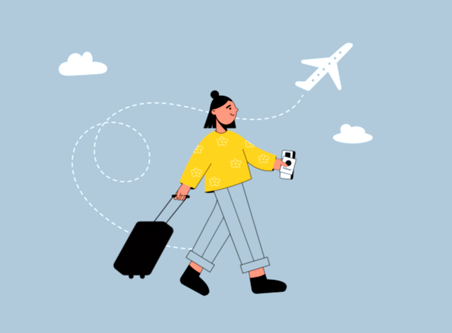 해외 여행을 떠나는 여성과 관련한 이미지