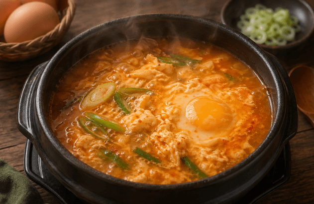 얼큰하게 보이는 대파 계란국