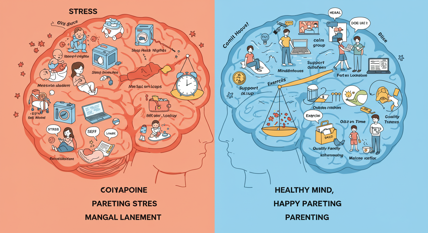 육아 스트레스와 부모 멘탈 관리 관련 그림