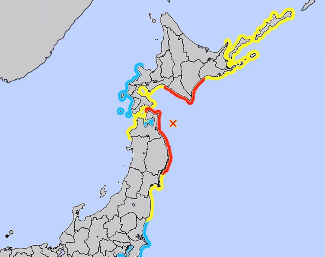일본 아오모리현 앞바다 규모 7.6 지진