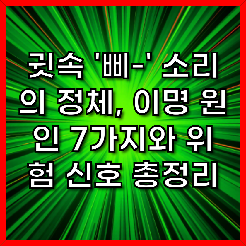 귓속 '삐-' 소리의 정체, 이명 원인 7가지와 위험 신호 총정리