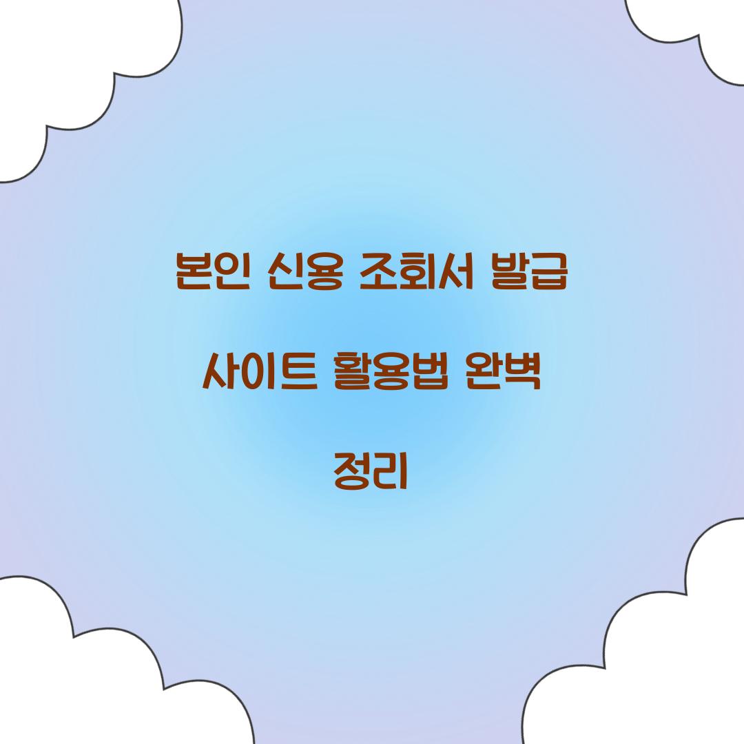 본인 신용 조회서 발급 사이트