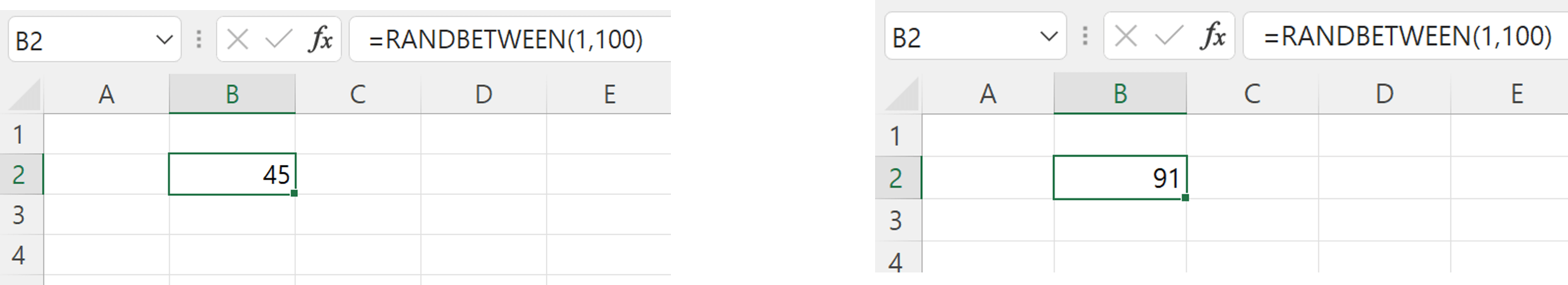RANDBETWEEN() 함수