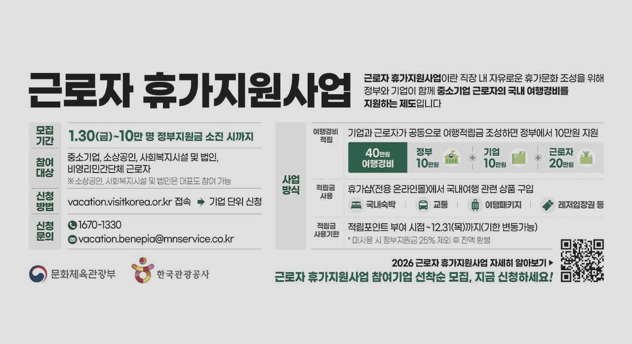 2026 근로자 휴가지원사업 소개 이미지. [ⓒ한국관광공사 공식 홈페이지]