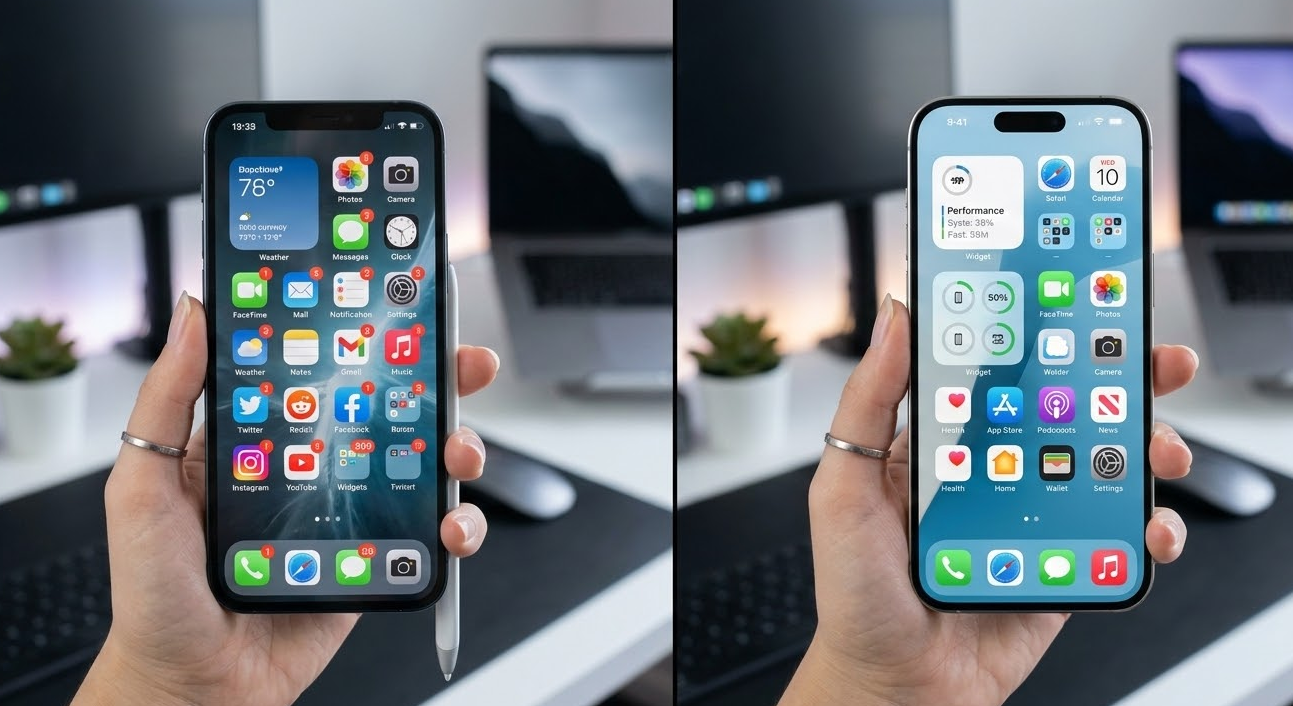 느려진 스마트폰과 최적화된 스마트폰의 성능 비교 분석 이미지