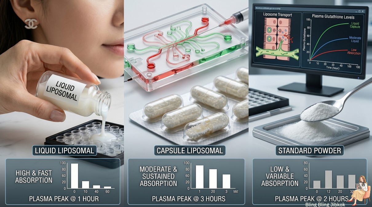 리포좀 글루타치온 제형별 생체 이용률 흡수율 비교 (liposomal glutathione absorption mechanism)