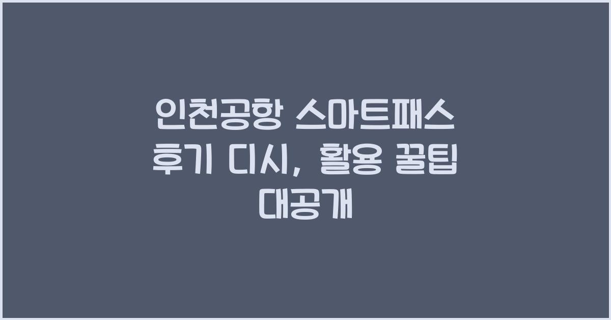 인천공항 스마트패스 후기 디시