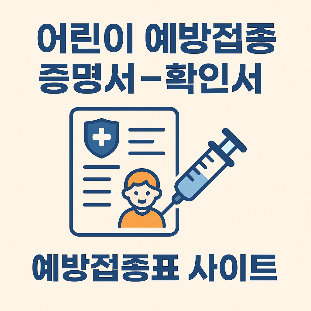 어린이 예방접종 증명서 확인서 예방접종표 사이트