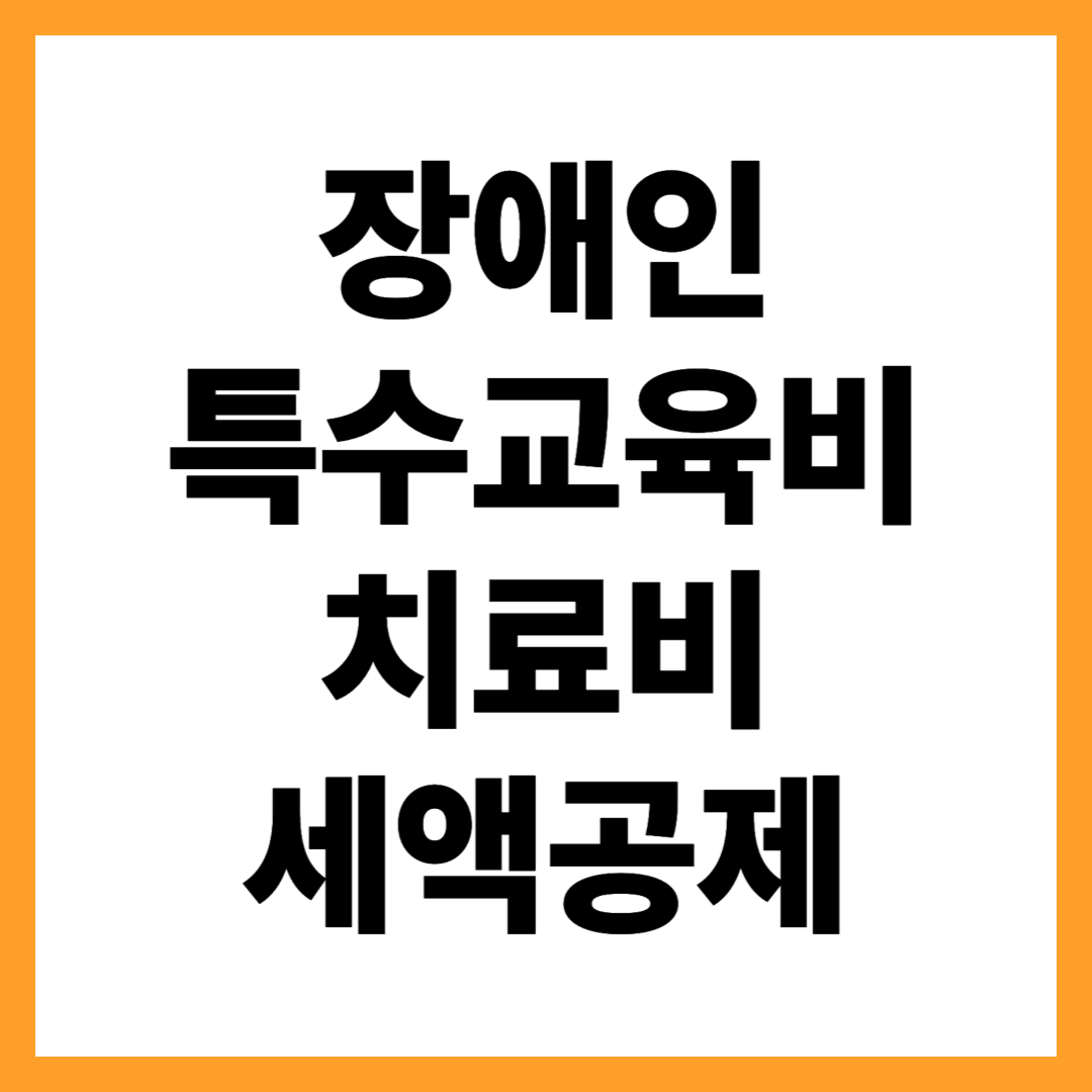 장애인 특수교육비&middot;치료비 세액공제 완벽 가이드