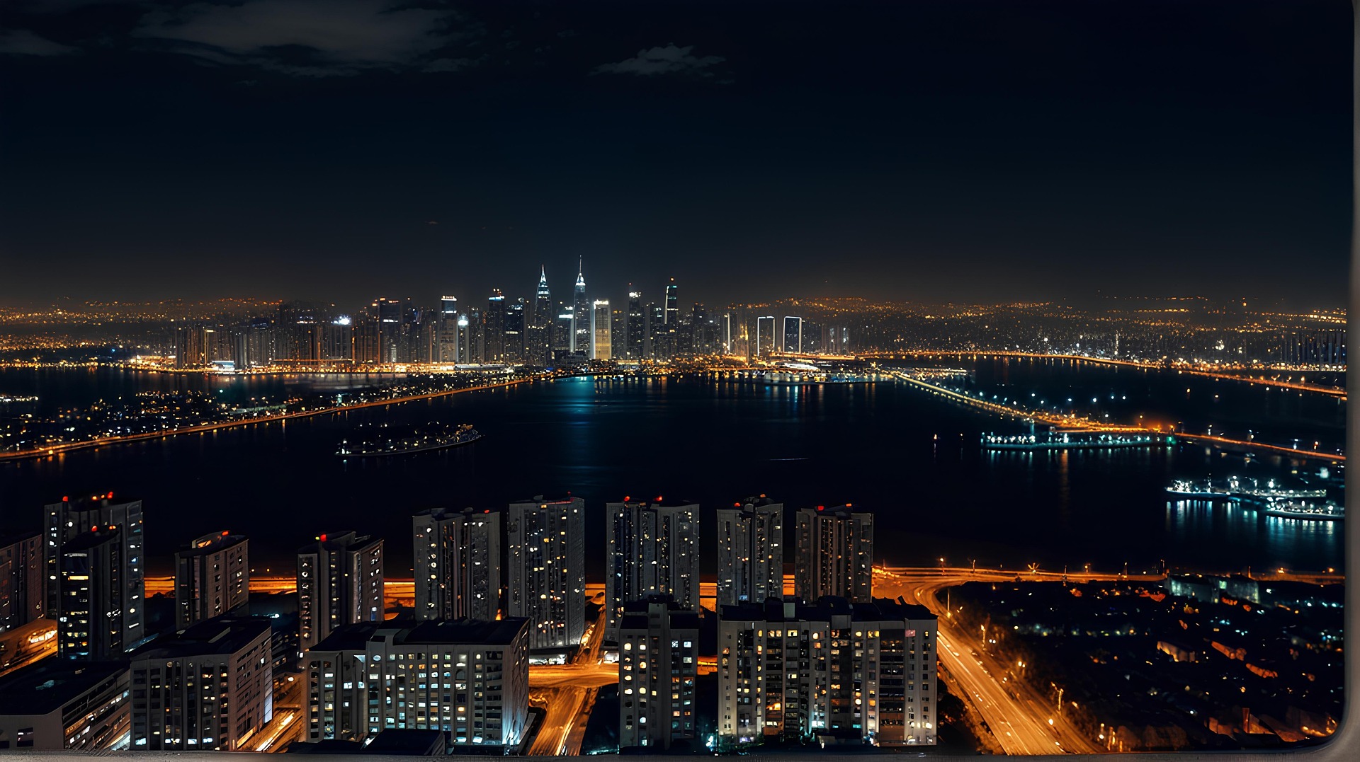 수 많은 아파트가 보이는 서울의 야경 사진