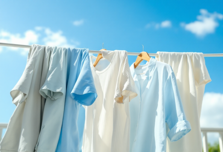 햇빛에 빨래 건조하는 모습