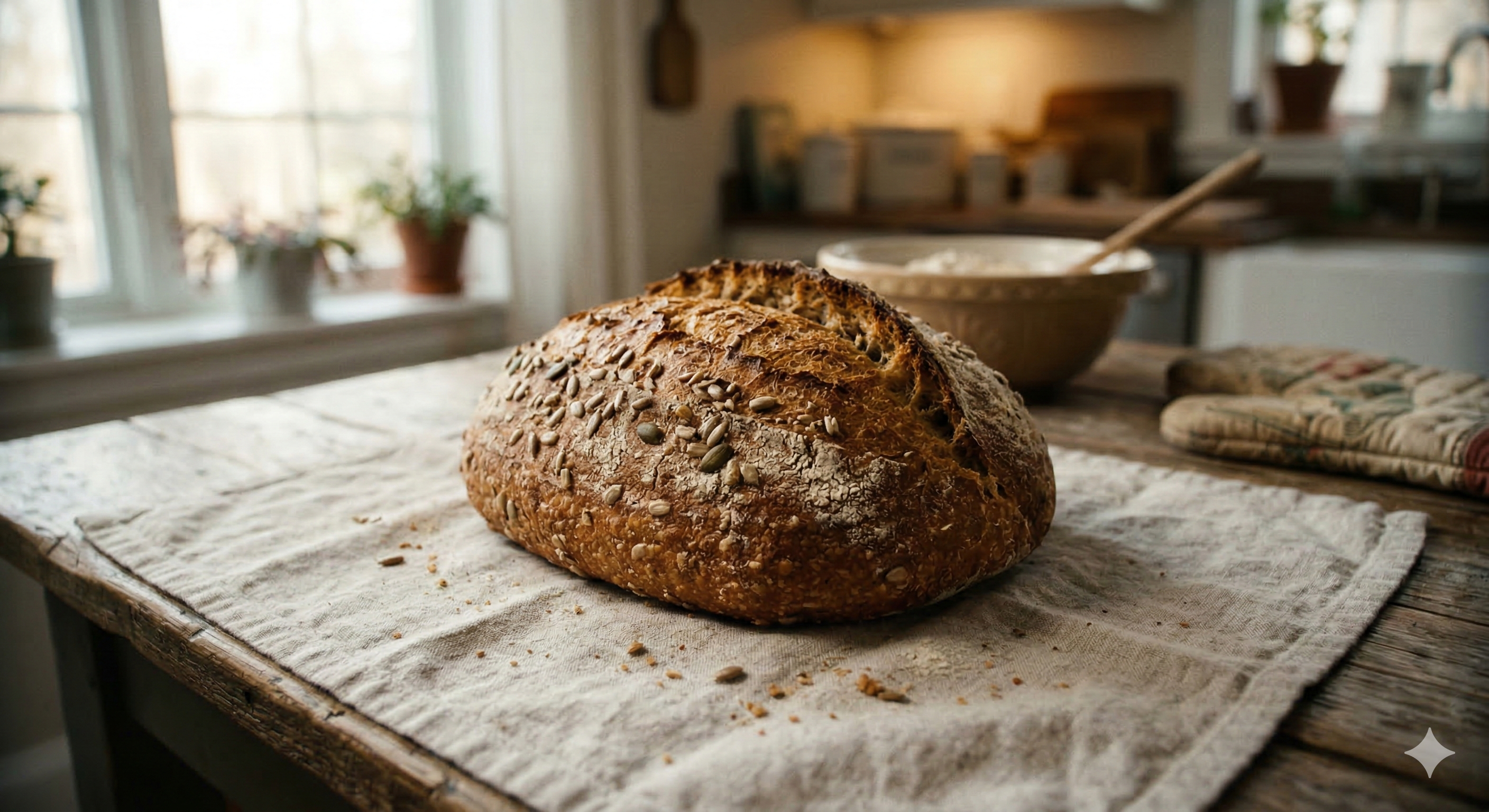 초보자를 위한 노밀가루 베이킹 가루 배합 가이드와 완성된 건강한 빵 사진