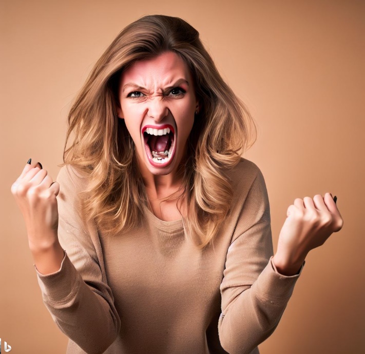 버럭 화를 내는 여자(made by Bing)