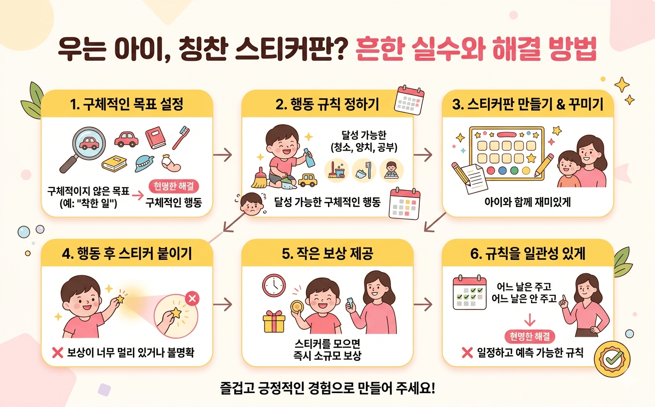 칭찬 스티커판 사용 방법 단계별 인포그래픽