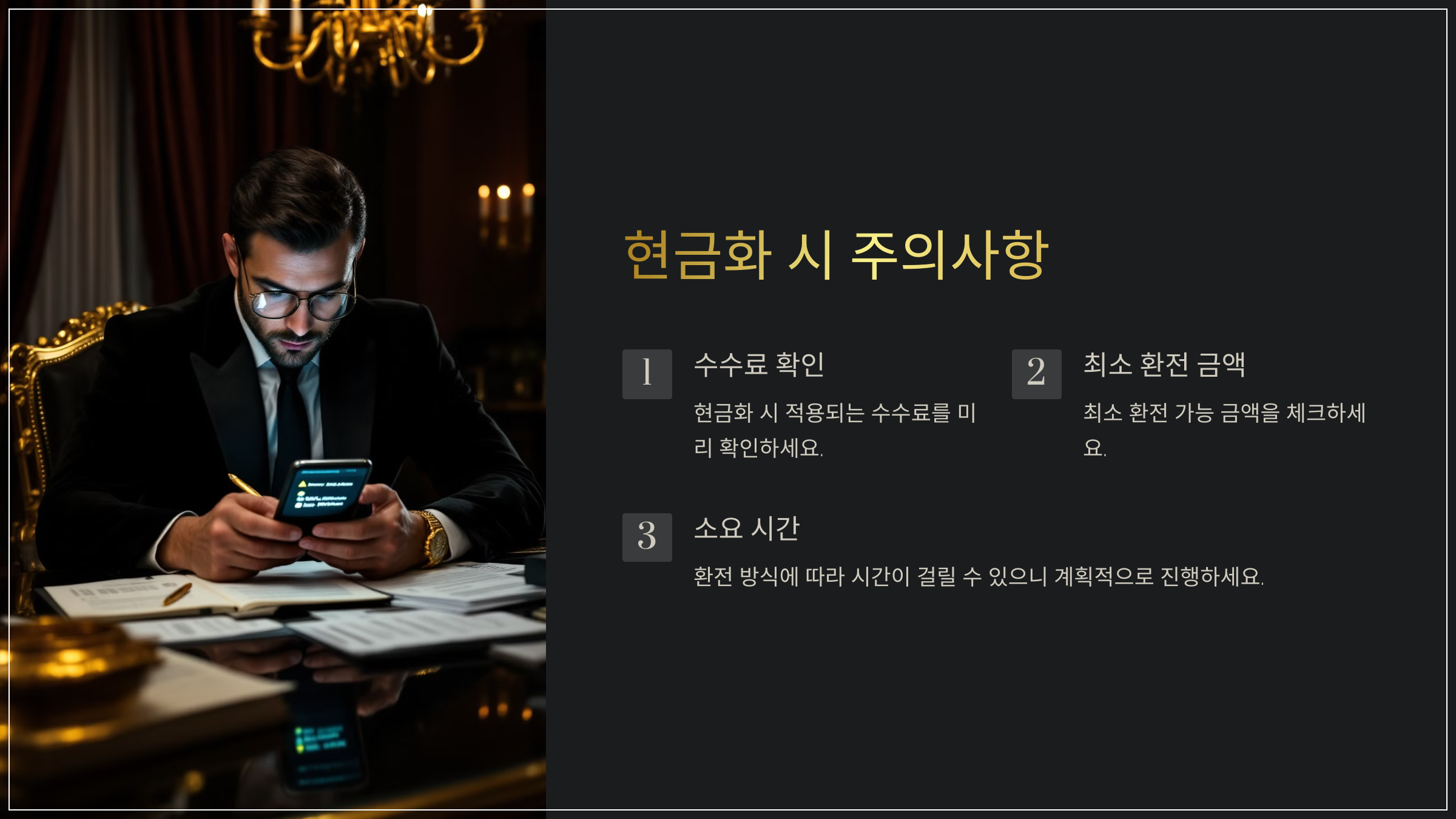 현금화 시 주의사항
