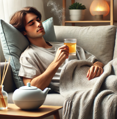 피로회복 중인 모습