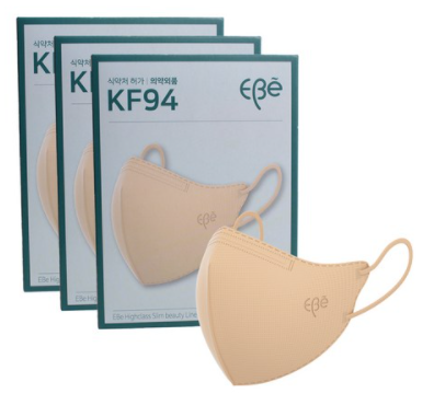 이비에 4중필터 새부리형 컬러 패션 마스크 대형 KF94, 10개입, 3개, 베이지