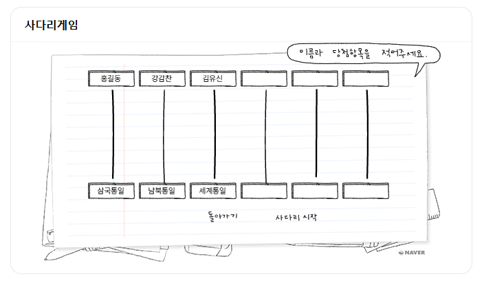 네이버 사다리타기게임 모습