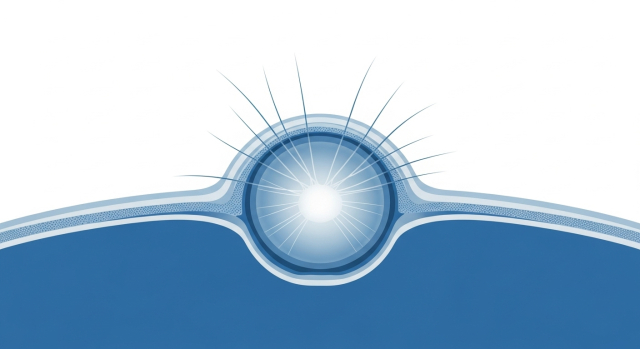 각막 중앙에 생긴 혼탁과 빛 산란을 보여주는 모식도