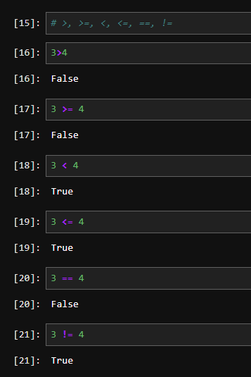Python 2) Anaconda prompt 비교 연산자