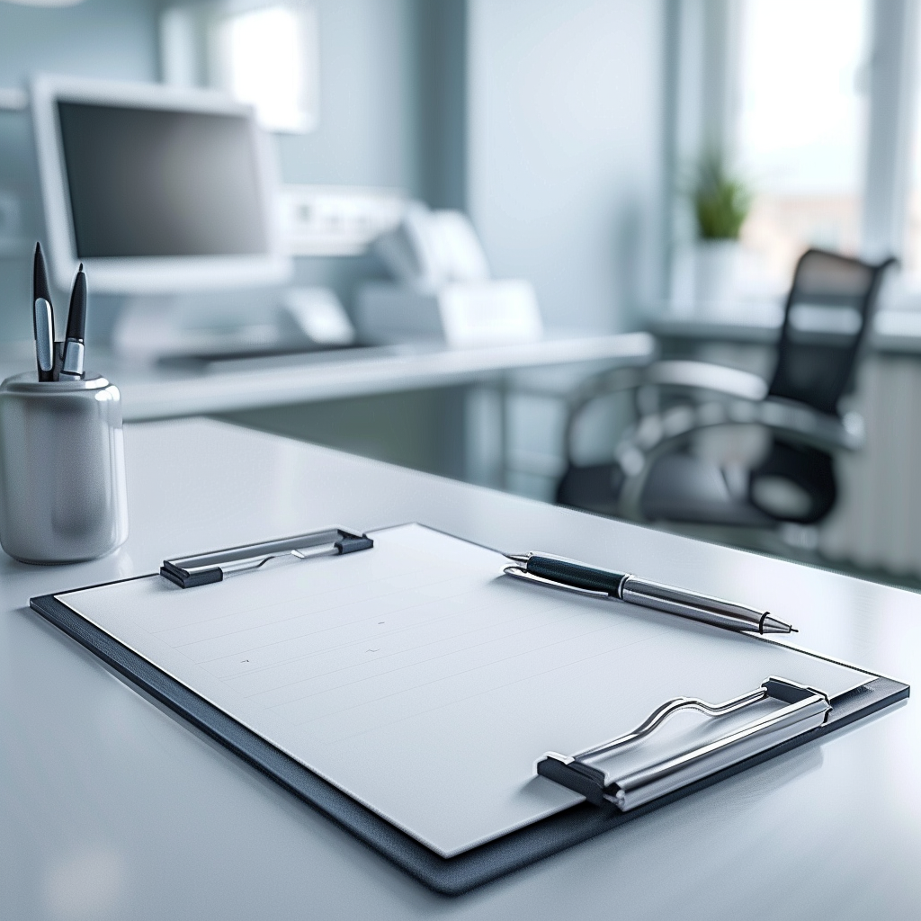 병원 진료테이블위의 결과지, 실사형 이미지