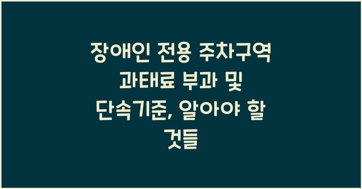 장애인 전용 주차구역 과태료 부과 및 단속기준