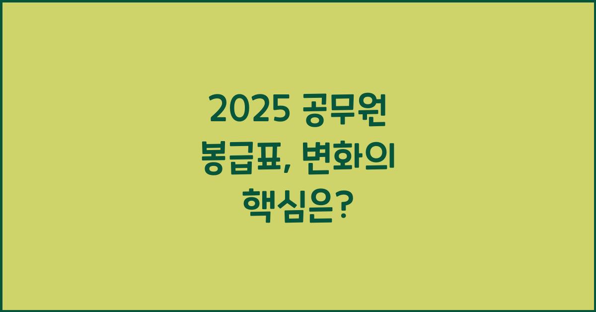 2025 공무원 봉급표