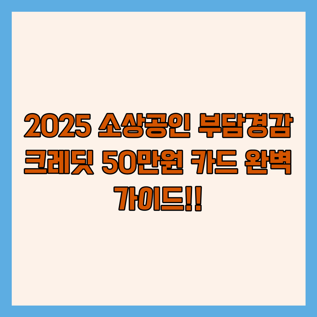 2025 소상공인 부담경감 크레딧 50만원 카드 완벽 가이드!!