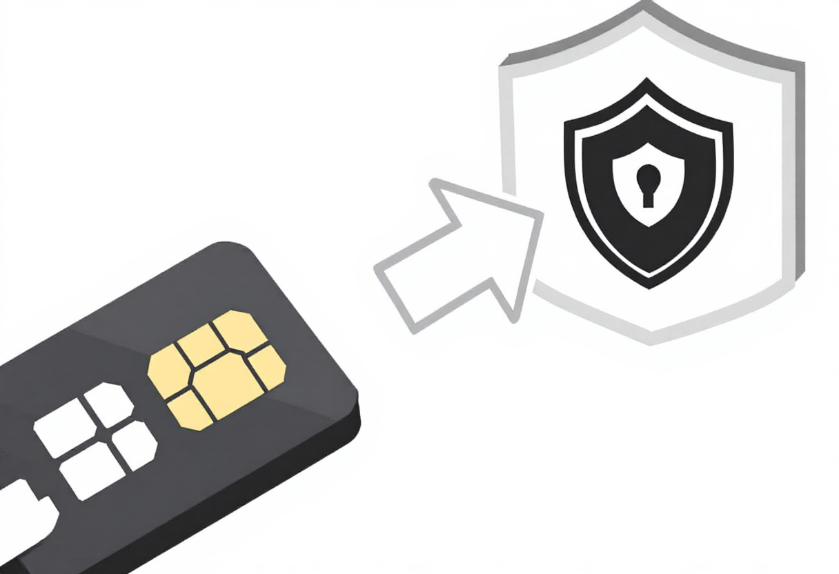 유심 재설정의 보안 개념을 표현하는 일러스트 이미지