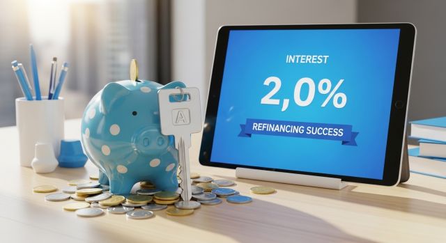 2026년 정책금융 전세대출 갈아타기 성공과 이자 절감을 상징하는 금융 일러스트