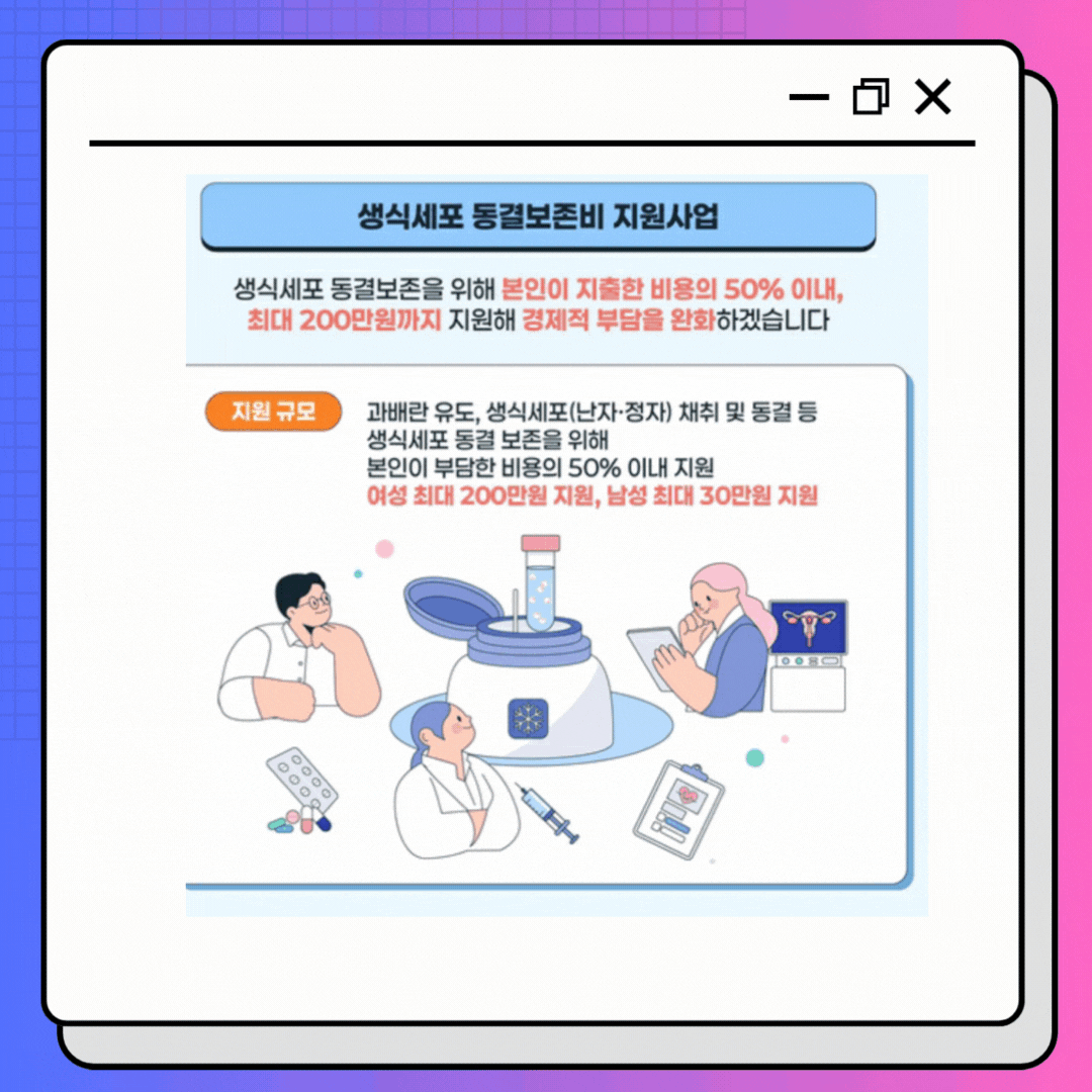 2025년 새로워진 출산양육 지원정책 - 생식세포 동결 보존비 지원 사업