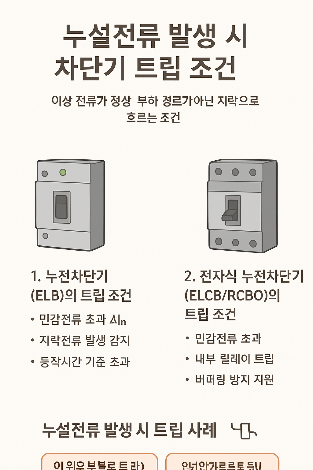 누설전류 발생 시 차단기 트립 조건