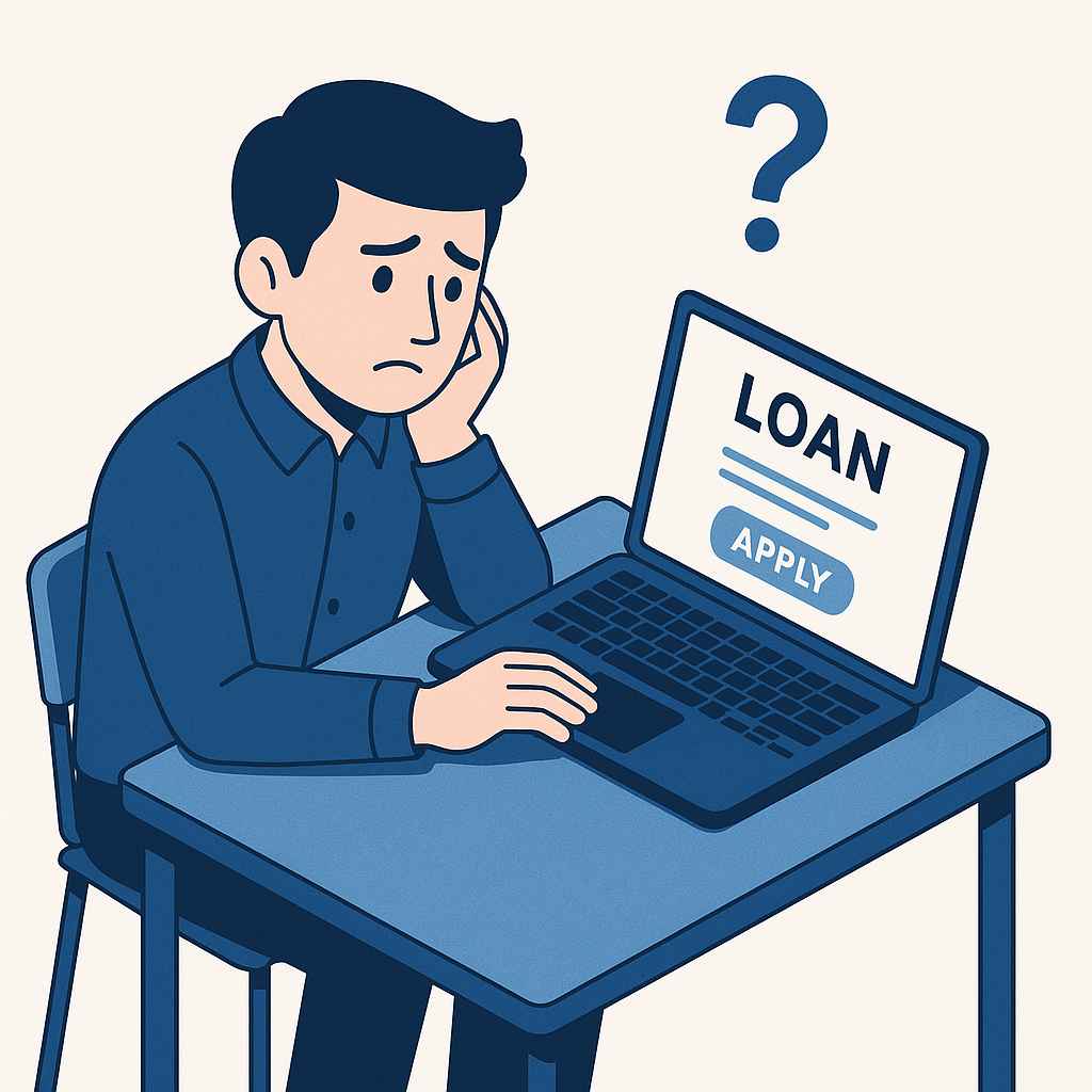 아이소메트릭 스타일로 표현된 연체자 대출 고민 남성 일러스트