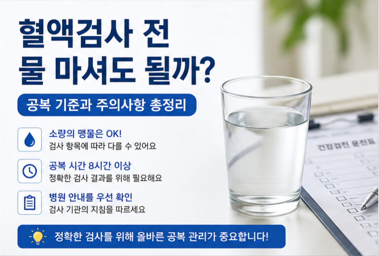 혈액검사 전 공복 기준 확인 건강검진 안내