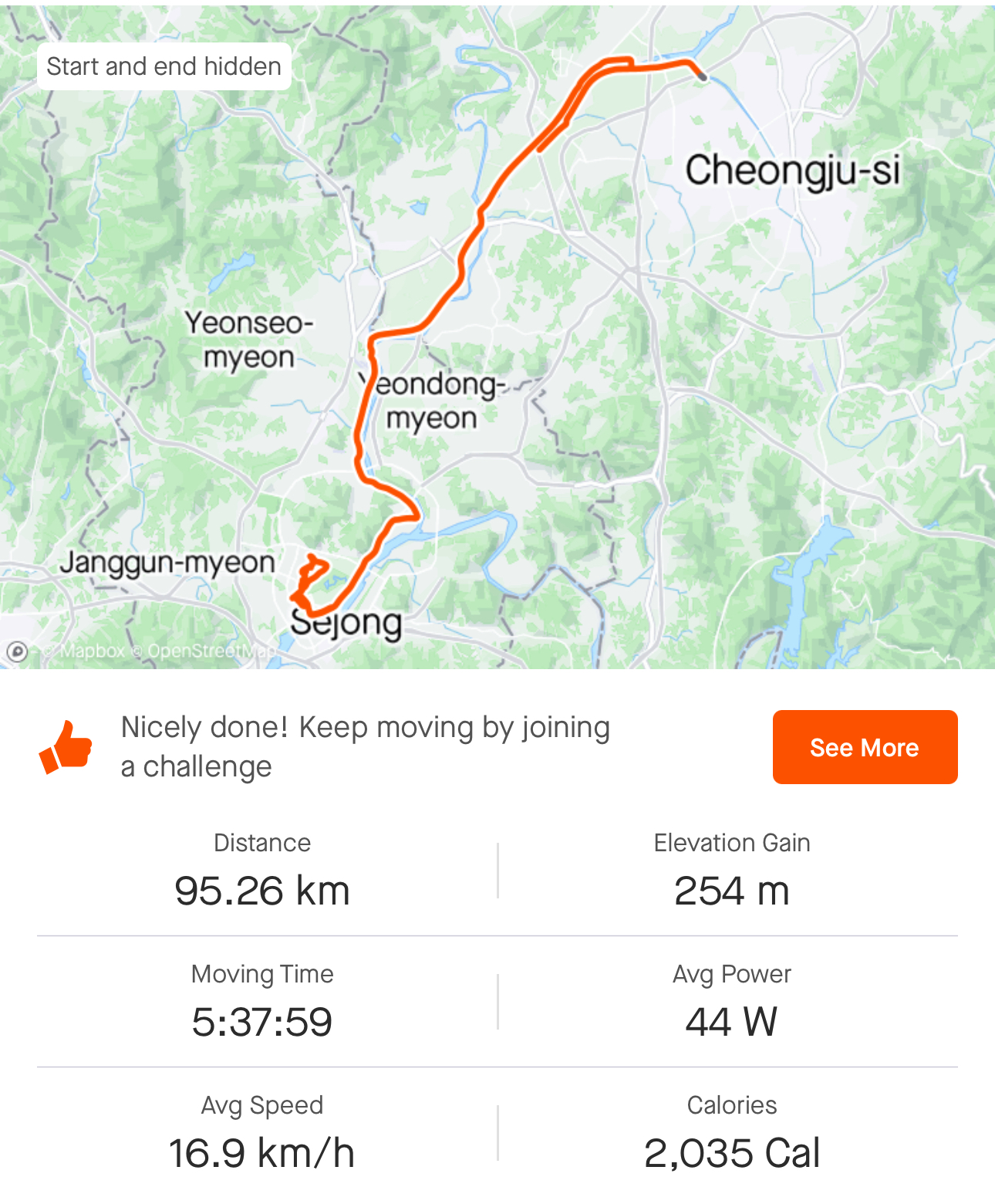 라이딩 코스 정보.