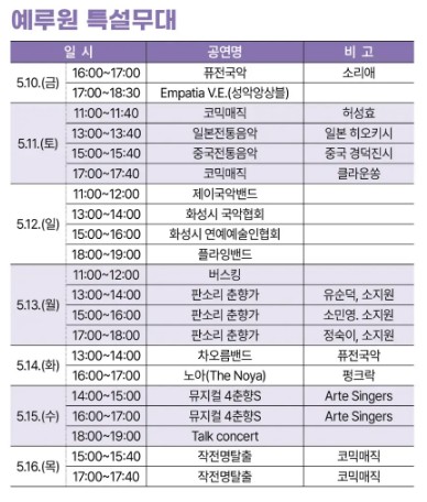 춘향제 행사 안내- 일정표&#44; 예루원 특설무대
