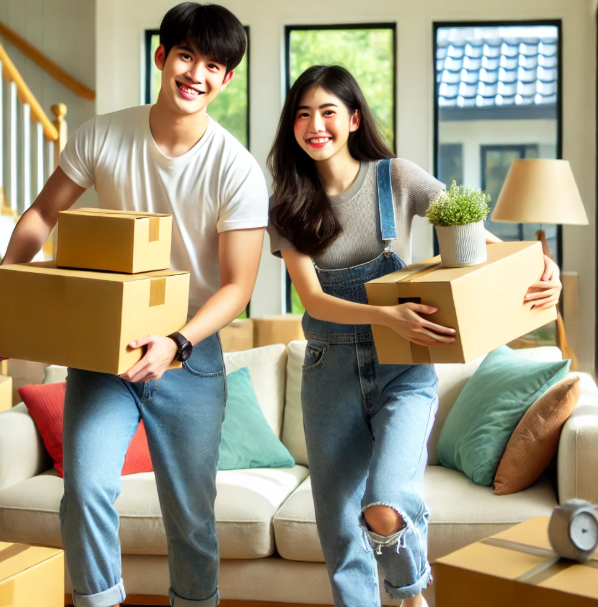 젊은부부 이사하는 모습