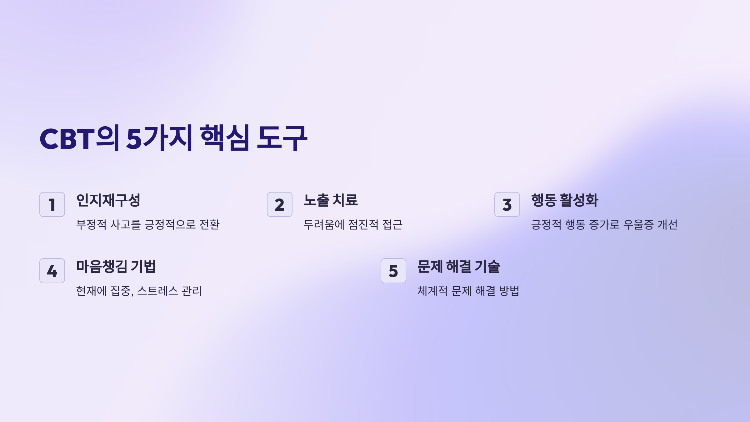 인지행동치료의 핵심 도구 5가지