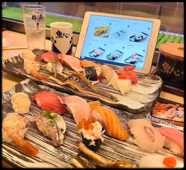 오사카의 우메다 또는 도톤보리 스시 맛집 우오신3