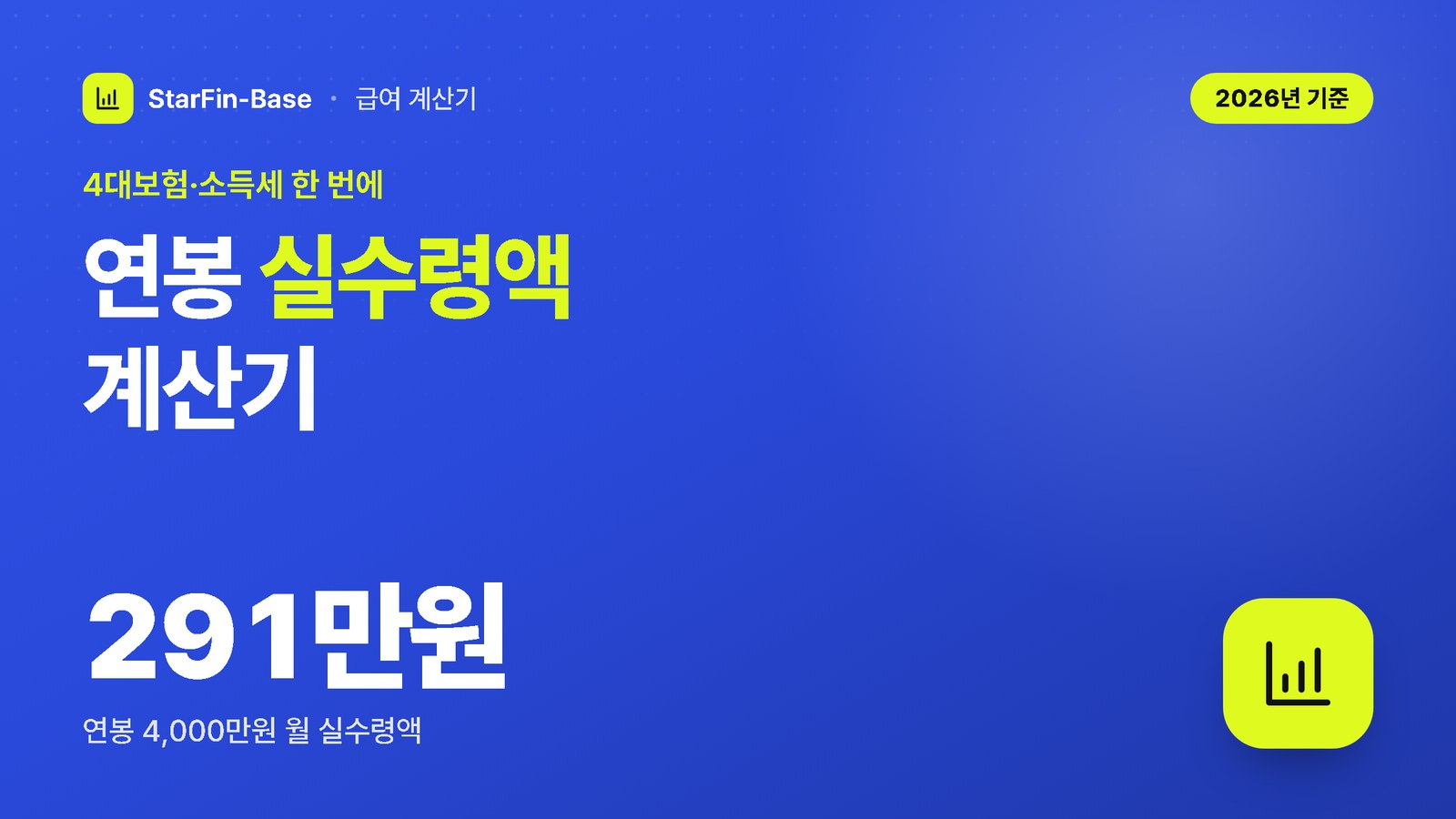연봉 실수령액 계산기 - 4대보험·소득세 한 번에, 291만원 연봉 4,000만원 월 실수령액