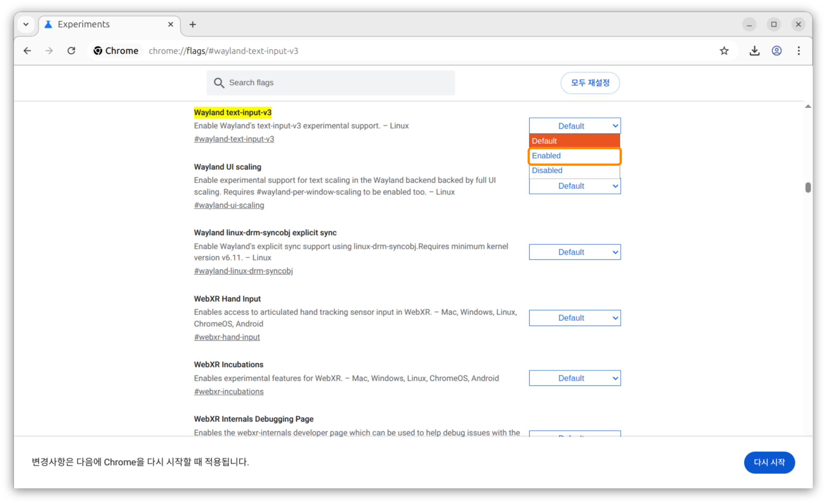 크롬 wayland 설정시 한글입력 안되는 문제 해결하기 1
