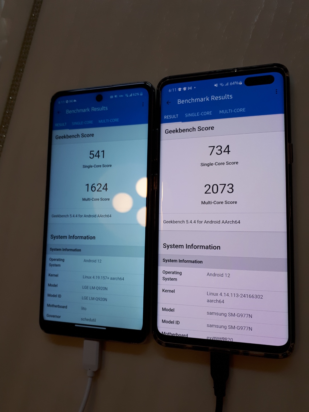 엘지 Q92 스마트폰 긱벤치5 결과 2번째 시도